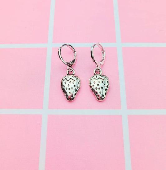 Silver Strawberry Earrings