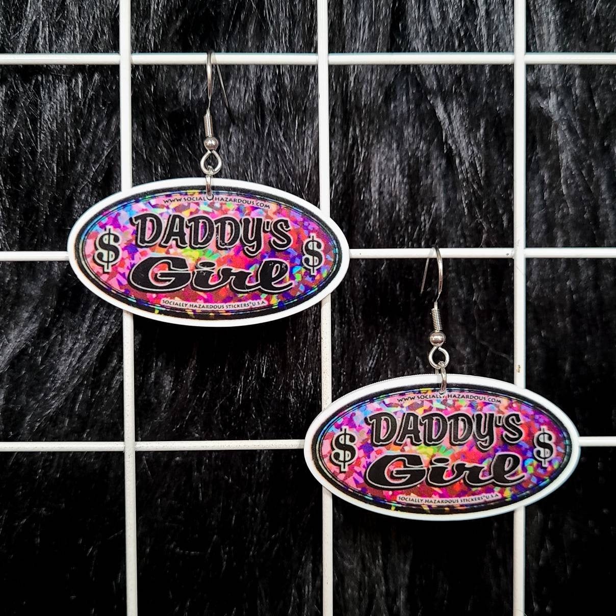 Socially Hazardous Daddy's Girl Sticker Earrings