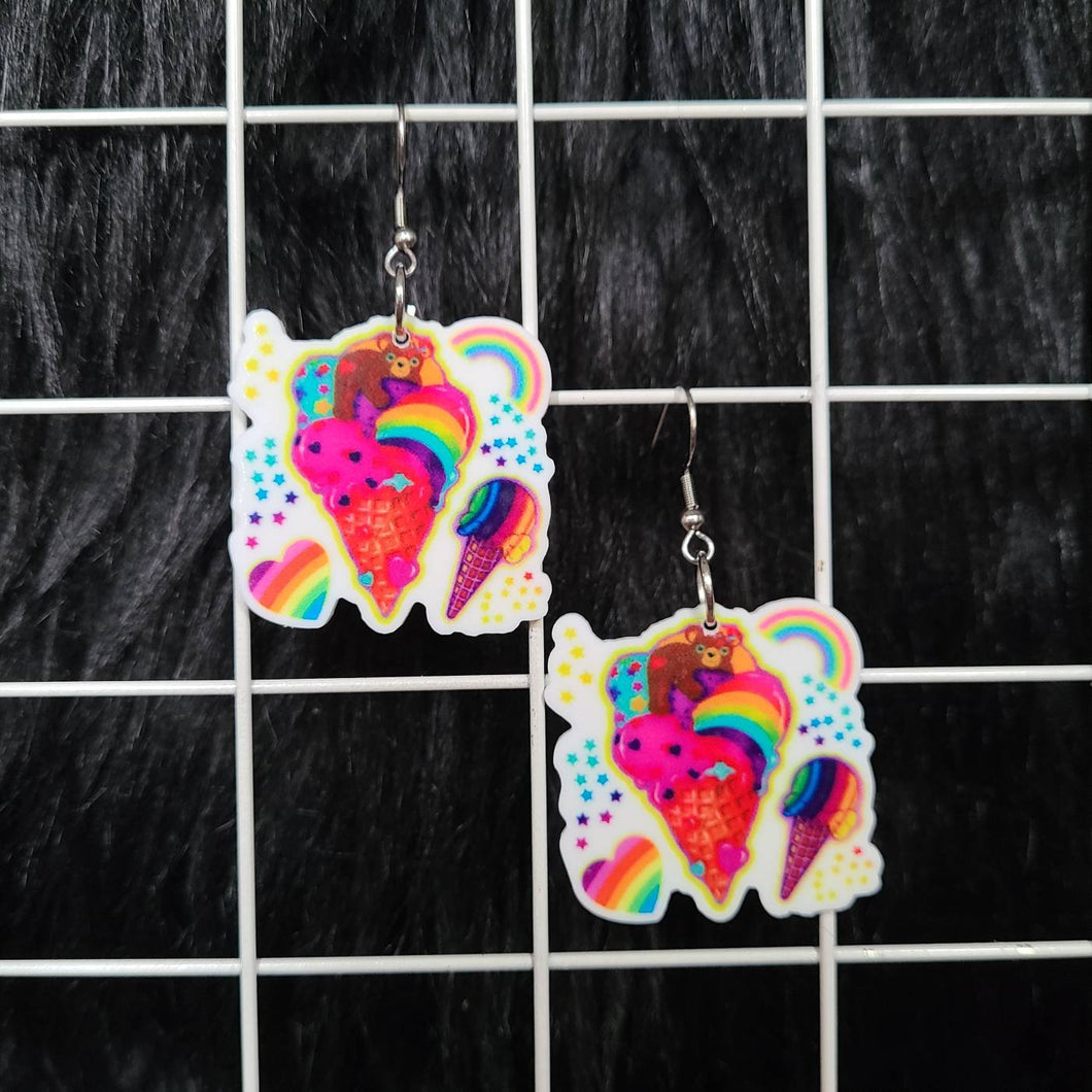 Lisa Frank Ice Cream Earrings Or Necklace