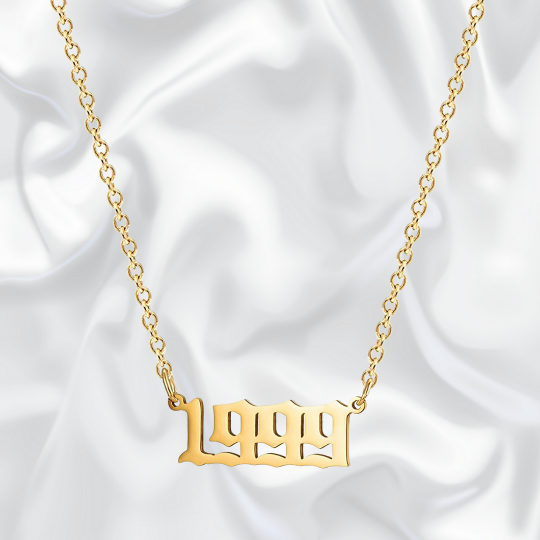 18K Gold Plated Stainless Steel Year 1999 Necklace