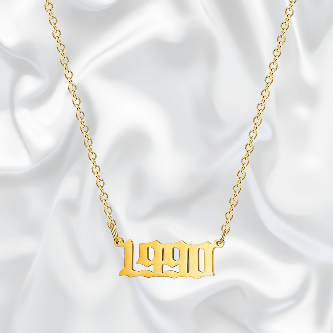 18K Gold Plated Stainless Steel Year 1990 Necklace