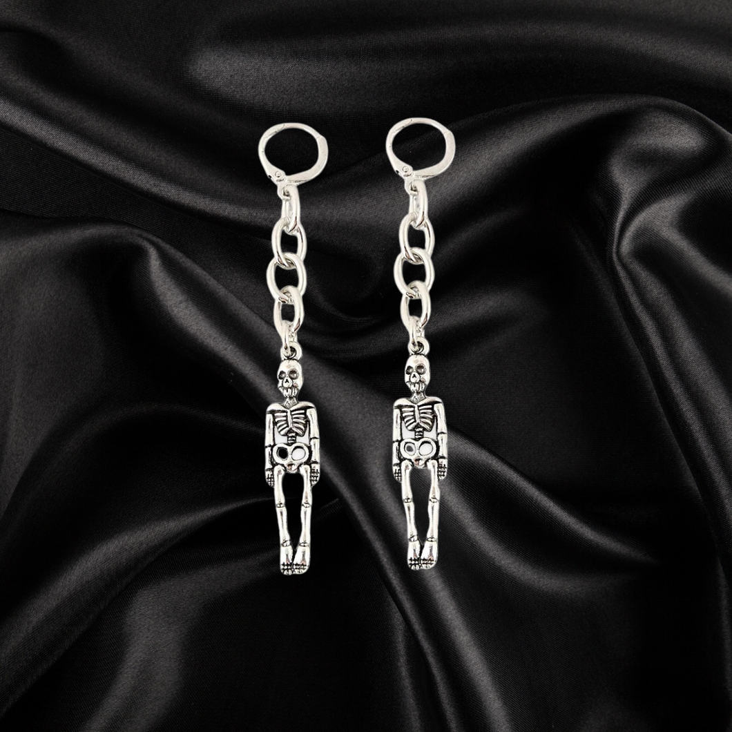 Silver Skeleton Chain Earrings